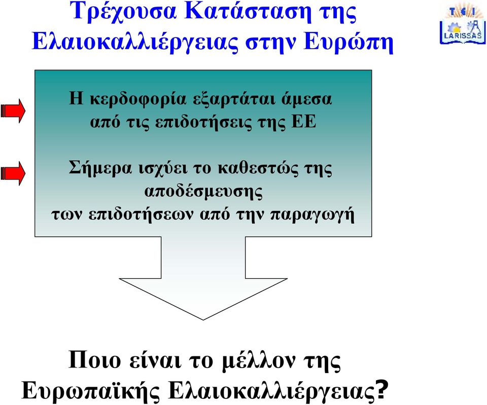 Σήµερα ισχύει το καθεστώς της αποδέσµευσης των επιδοτήσεων