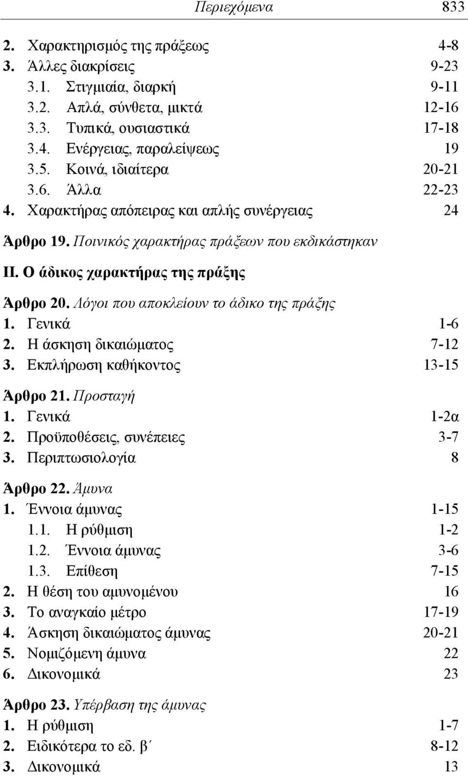 Λόγοι που αποκλείουν το άδικο της πράξης 1. Γενικά 1-6 2. Η άσκηση δικαιώματος 7-12 3. Εκπλήρωση καθήκοντος 13-15 Άρθρο 21. Προσταγή 1. Γενικά 1-2α 2. Προϋποθέσεις, συνέπειες 3-7 3.