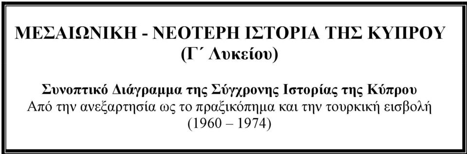 Ιστορίας της Κύπρου Από την ανεξαρτησία ως