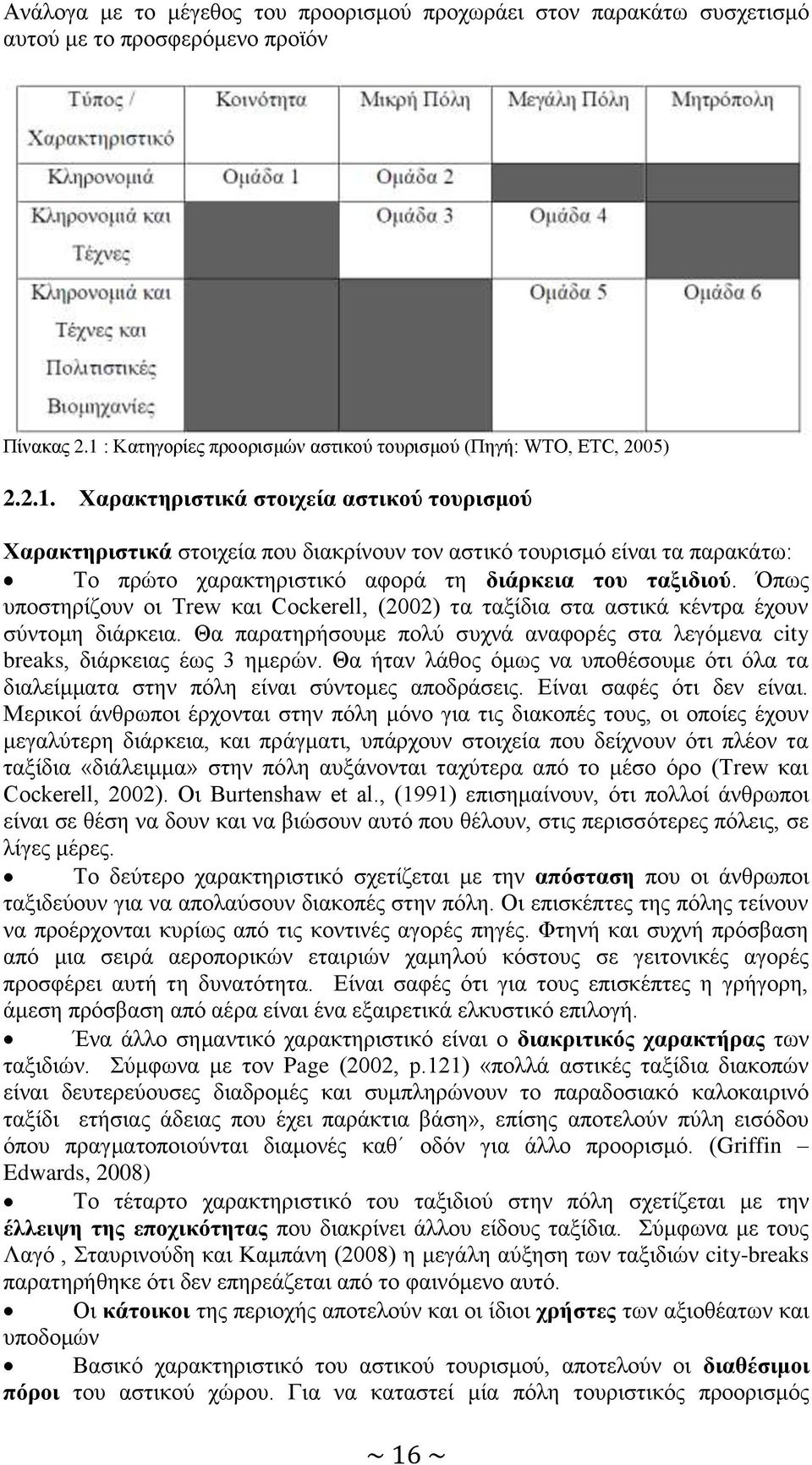 Χαρακτηριστικά στοιχεία αστικού τουρισμού Χαρακτηριστικά στοιχεία που διακρίνουν τον αστικό τουρισμό είναι τα παρακάτω: Το πρώτο χαρακτηριστικό αφορά τη διάρκεια του ταξιδιού.