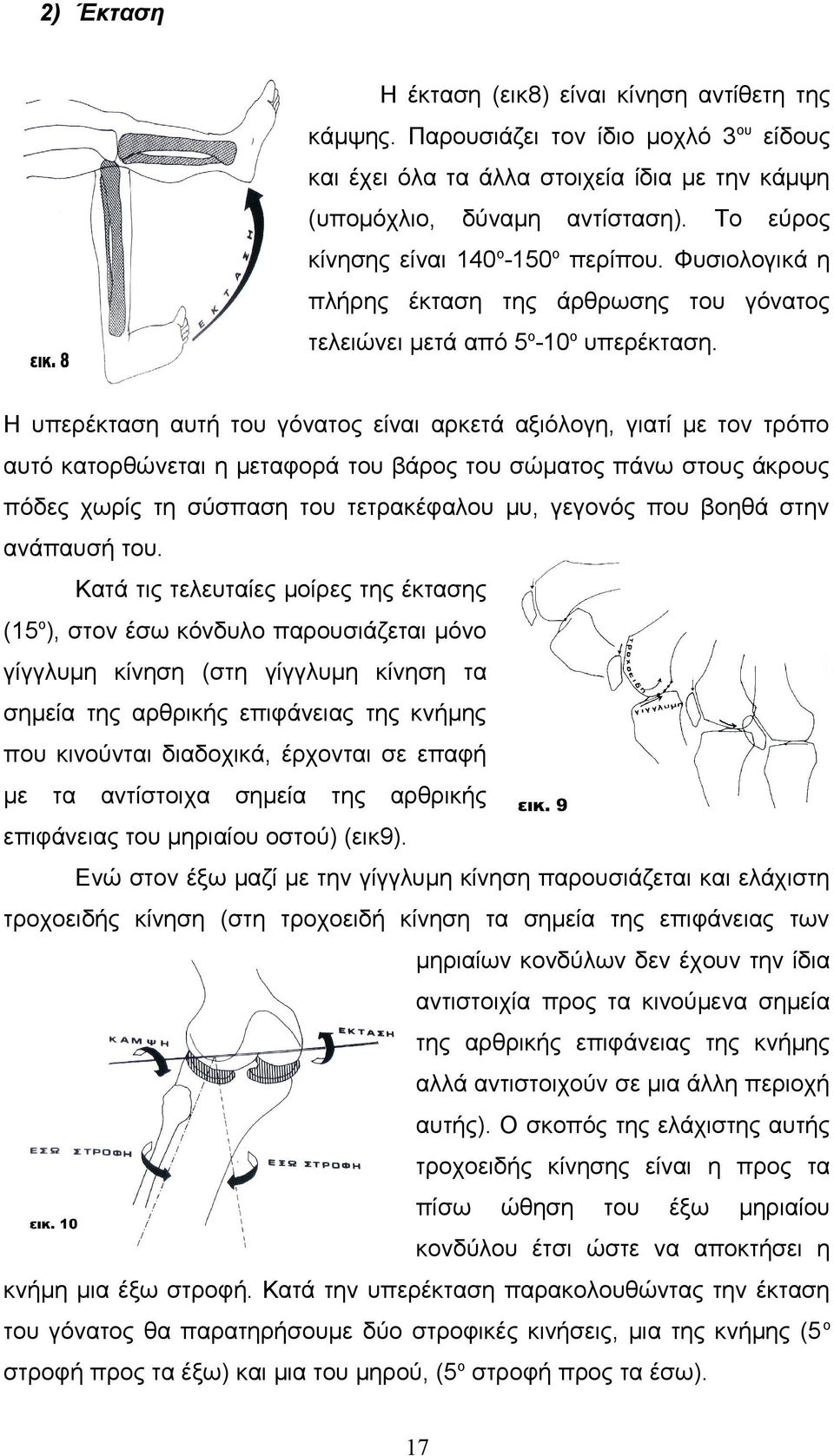 Η υπερέκταση αυτή του γόνατος είναι αρκετά αξιόλογη, γιατί με τον τρόπο αυτό κατορθώνεται η μεταφορά του βάρος του σώματος πάνω στους άκρους πόδες χωρίς τη σύσπαση του τετρακέφαλου μυ, γεγονός που