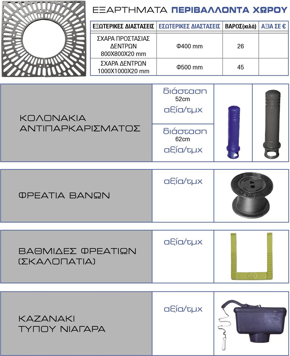 45 διάσταση 52cm αξία/τµχ διάσταση 62cm αξία/τµχ ΦΡΕΑΤΙΑ ΒΑΝΩΝ