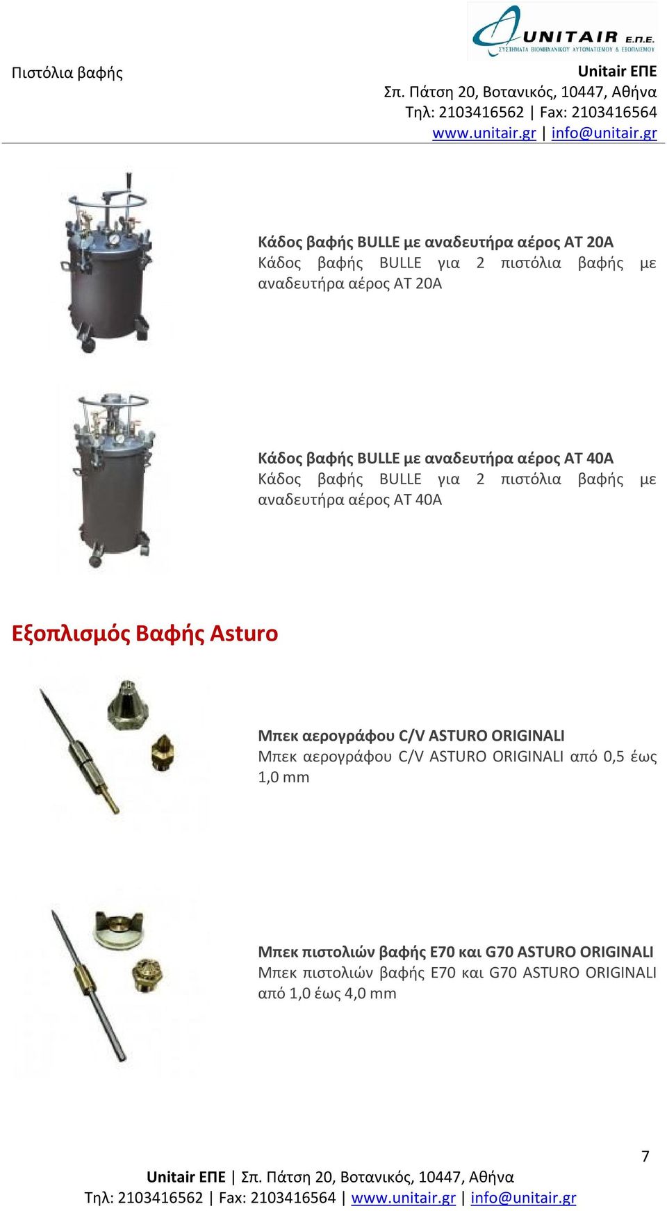 Εξοπλισμός Βαφής Asturo Μπεκ αερογράφου C/V ASTURO ORIGINALI Μπεκ αερογράφου C/V ASTURO ORIGINALI από 0,5 έως 1,0