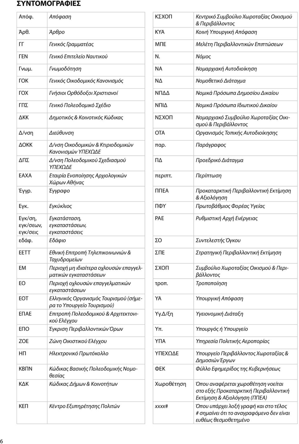 Γνωµοδότηση ΝΑ Νοµαρχιακή Αυτοδιοίκηση ΓΟΚ Γενικός Οικοδοµικός Κανονισµός ΝΔ Νοµοθετικό Διάταγµα ΓΟΧ Γνήσιοι Ορθόδοξοι Χριστιανοί ΝΠΔΔ Νοµικά Πρόσωπα Δηµοσίου Δικαίου ΓΠΣ Γενικό Πολεοδοµικό Σχέδιο