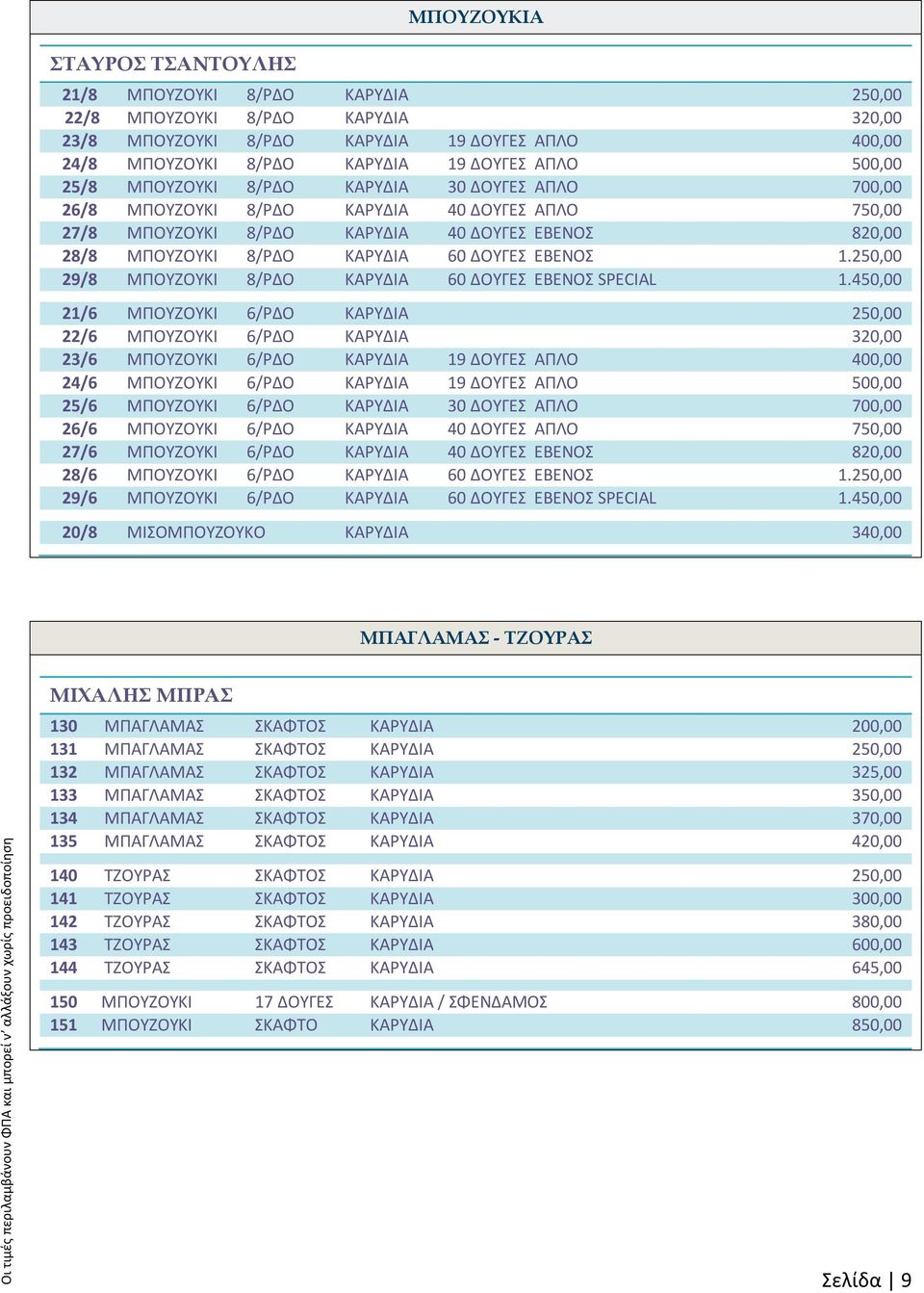 ΔΟΥΓΕΣ ΕΒΕΝΟΣ 1.250,00 29/8 ΜΠΟΥΖΟΥΚΙ 8/ΡΔΟ ΚΑΡΥΔΙΑ 60 ΔΟΥΓΕΣ ΕΒΕΝΟΣ SPECIAL 1.