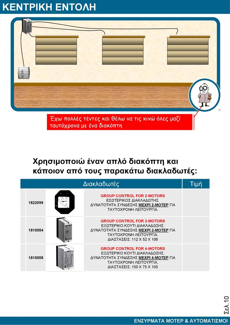 1822099 GROUP CONTROL FOR 2-MOTORS ΕΣΩΤΕΡΙΚΟΣ ΔΙΑΚΛΑΔΩΤΗΣ. ΔΥΝΑΤΟΤΗΤΑ ΣΥΝΔΕΣΗΣ ΜΕΧΡΙ 2-ΜΟΤΕΡ ΓΙΑ ΤΑΥΤΟΧΡΟΝΗ ΛΕΙΤΟΥΡΓΙΑ.