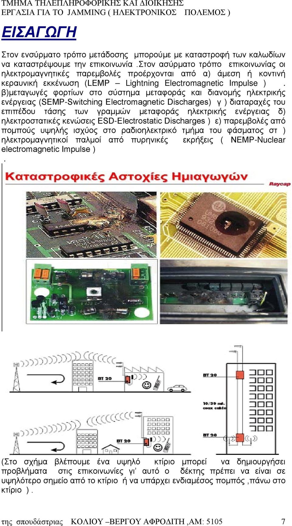 β)μεταγωγές φορτίων στο σύστημα μεταφοράς και διανομής ηλεκτρικής ενέργειας (SEMP-Switching Electromagnetic Discharges) γ ) διαταραχές του επιπέδου τάσης των γραμμών μεταφοράς ηλεκτρικής ενέργειας δ)