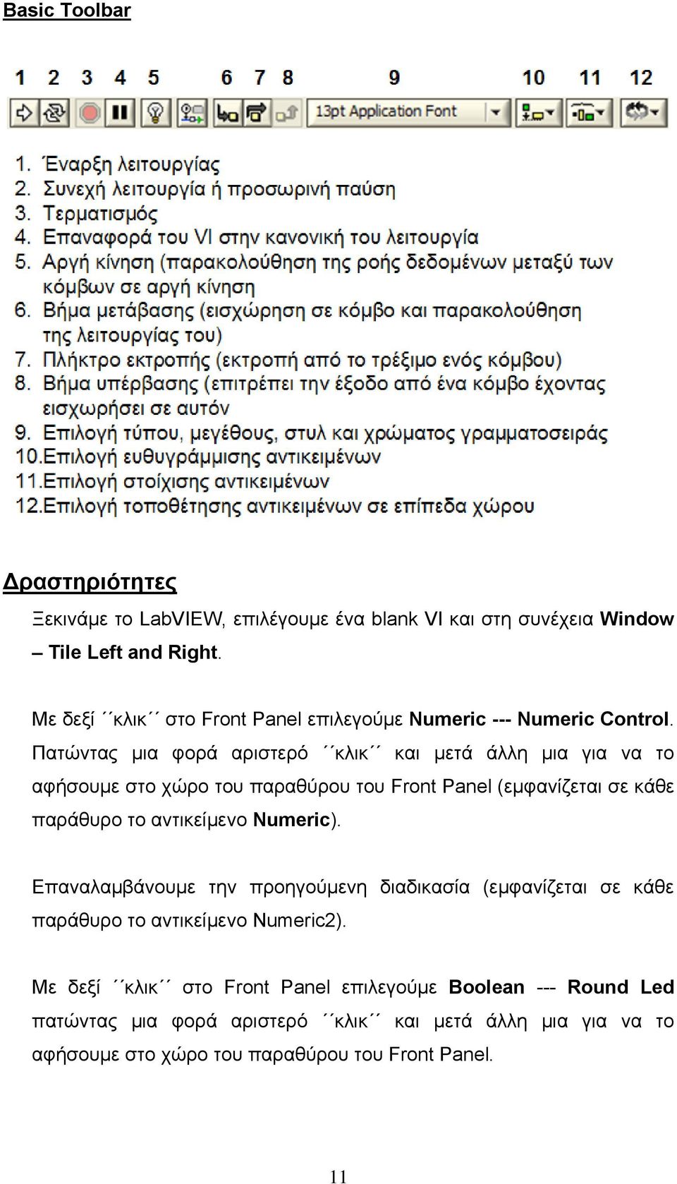 Πατώντας μια φορά αριστερό κλικ και μετά άλλη μια για να το αφήσουμε στο χώρο του παραθύρου του Front Panel (εμφανίζεται σε κάθε παράθυρο το αντικείμενο