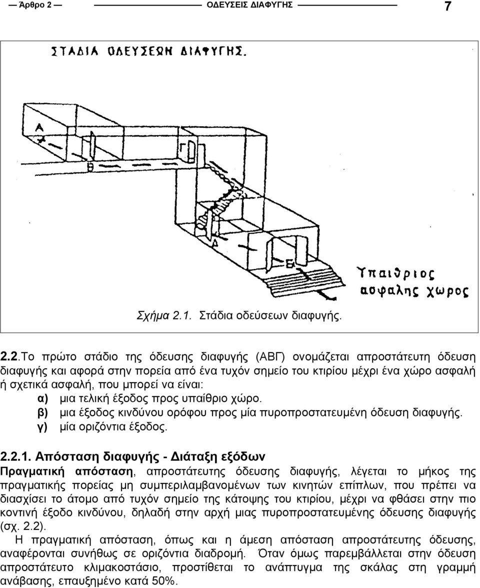 1. Στάδια οδεύσεων διαφυγής. 2.