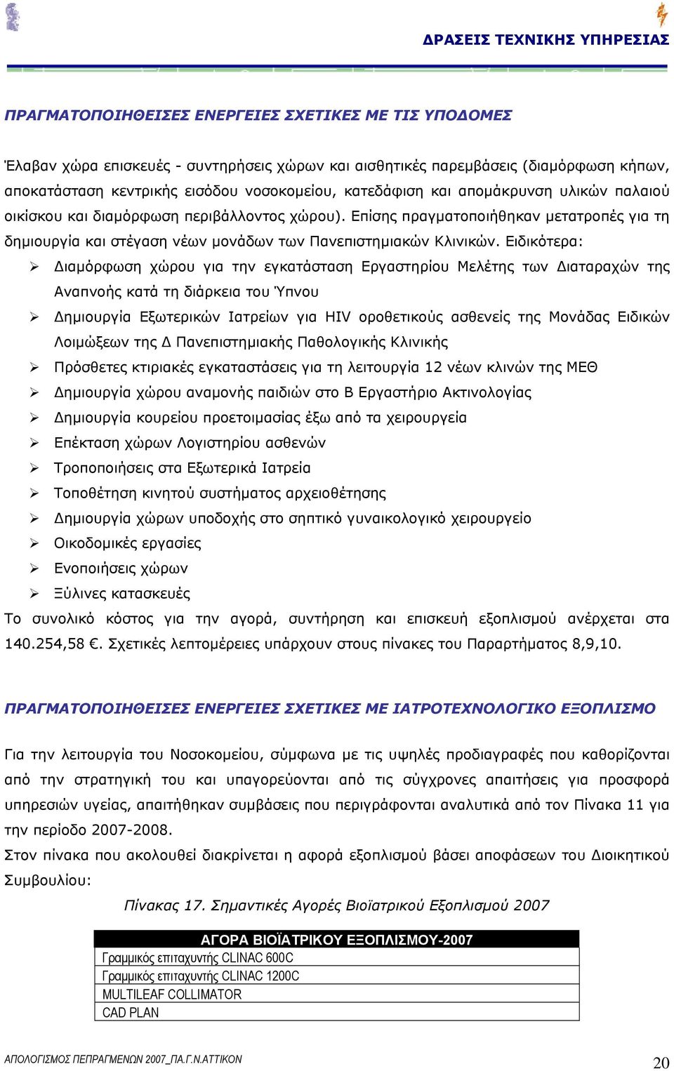 Επίσης πραγματοποιήθηκαν μετατροπές για τη δημιουργία και στέγαση νέων μονάδων των Πανεπιστημιακών Κλινικών.
