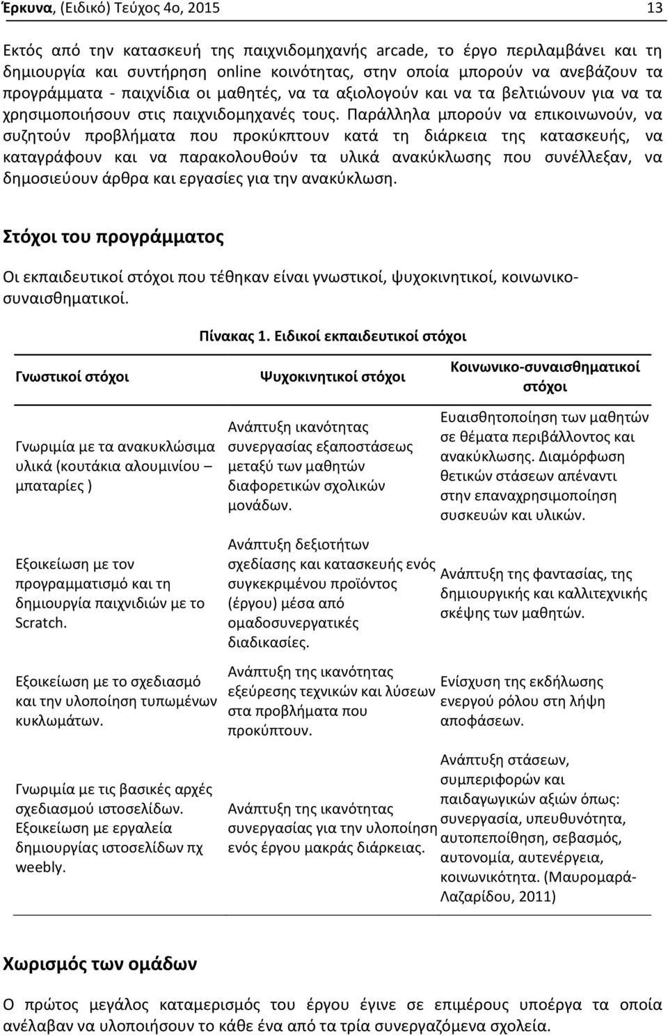 Παράλληλα μπορούν να επικοινωνούν, να συζητούν προβλήματα που προκύκπτουν κατά τη διάρκεια της κατασκευής, να καταγράφουν και να παρακολουθούν τα υλικά ανακύκλωσης που συνέλλεξαν, να δημοσιεύουν