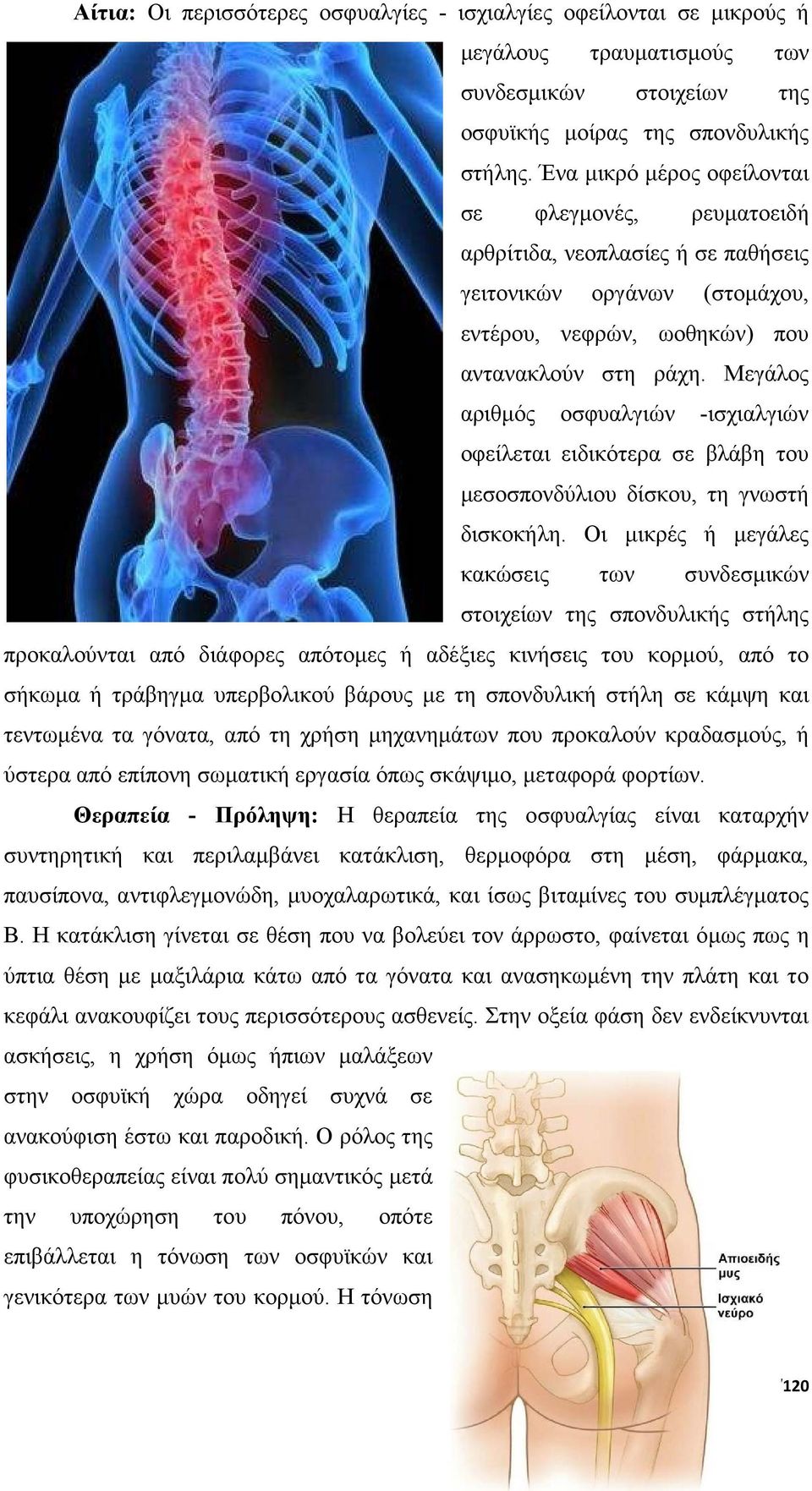 Μεγάλος αριθµός οσφυαλγιών -ισχιαλγιών οφείλεται ειδικότερα σε βλάβη του µεσοσπονδύλιου δίσκου, τη γνωστή δισκοκήλη.