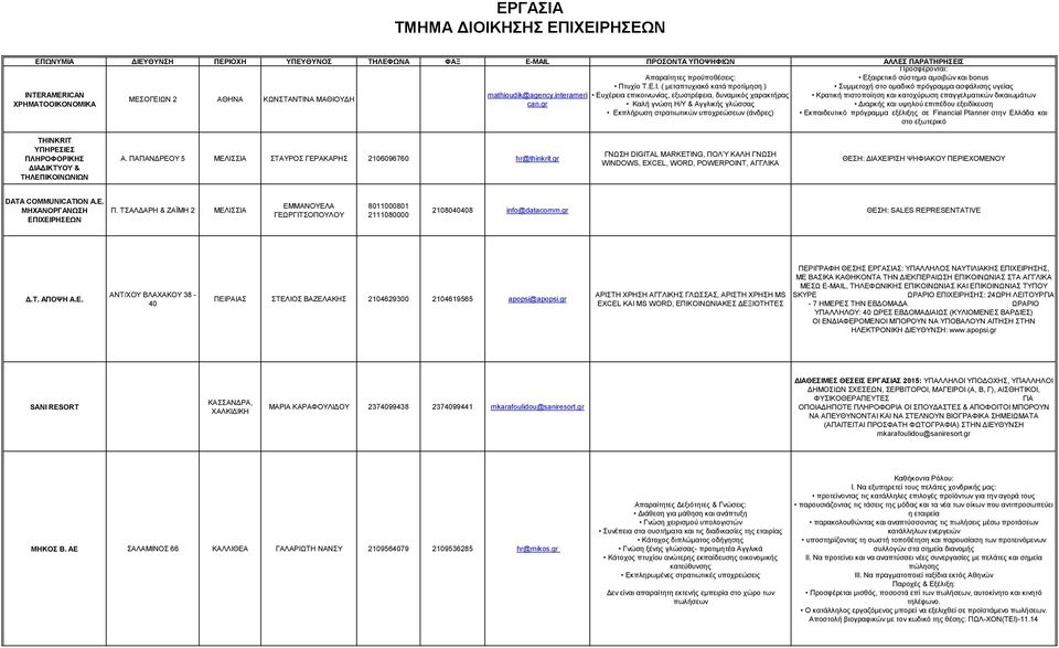 AN ΧΡΗΜΑΤΟΟΙΚΟΝΟΜΙΚΑ ΜΕΣΟΓΕΙΩΝ 2 ΑΘΗΝΑ ΚΩΝΣΤΑΝΤΙΝΑ ΜΑΘΙΟΥΔΗ mathioudik@agency.interameri can.gr Απαραίτητες προϋποθέσεις: Πτυχίο Τ.E.I.