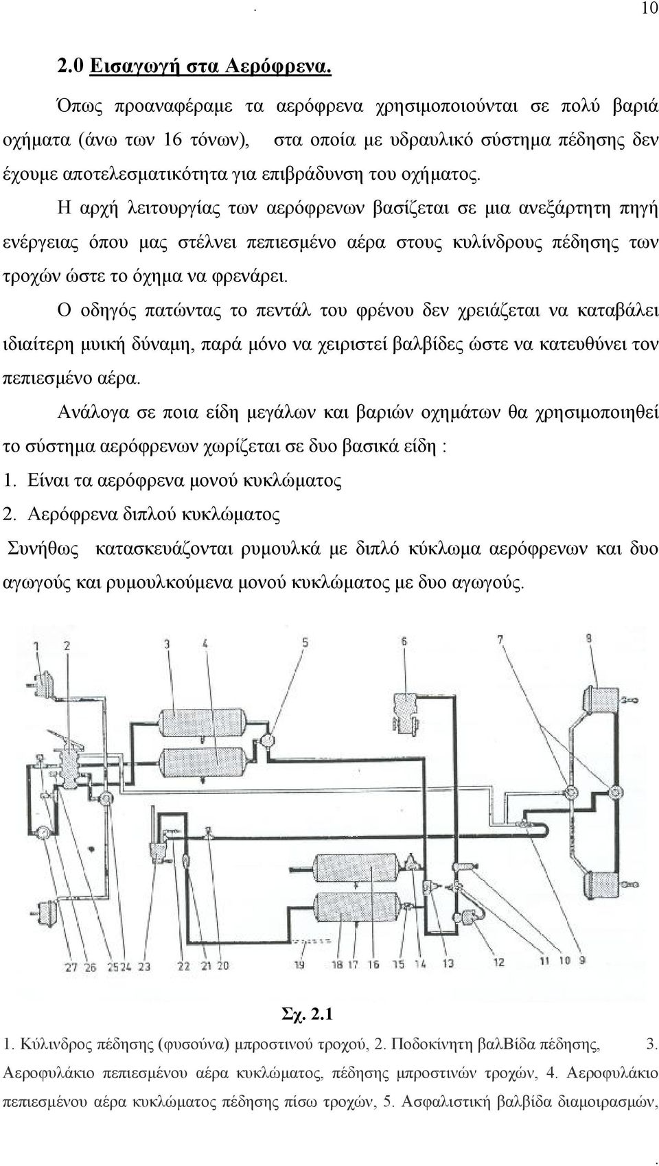 οδηγός πατώντας το πεντάλ του φρένου δεν χρειάζεται να καταβάλει ιδιαίτερη μυική δύναμη, παρά μόνο να χειριστεί βαλβίδες ώστε να κατευθύνει τον πεπιεσμένο αέρα Ανάλογα σε ποια είδη μεγάλων και βαριών