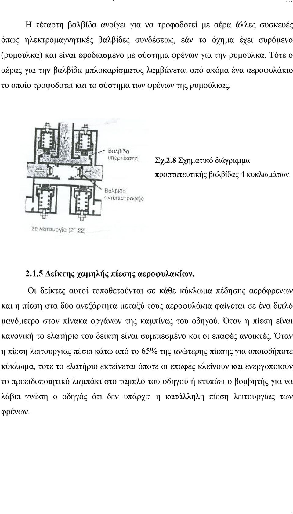 4 κυκλωμάτων 215 Δείκτης χαμηλής πίεσης αεροφυλακίων Οι δείκτες αυτοί τοποθετούνται σε κάθε κύκλωμα πέδησης αερόφρενων και η πίεση στα δύο ανεξάρτητα μεταξύ τους αεροφυλάκια φαίνεται σε ένα διπλό