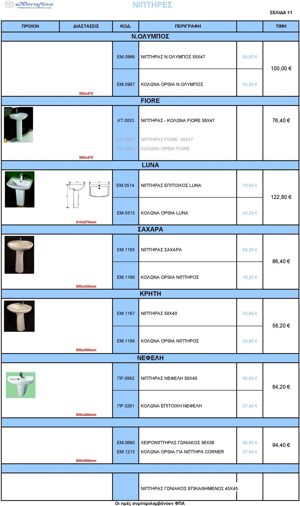 1165 ΝΙΠΤΗΡΑΣ ΣΑΧΑΡΑ 68,20 86,40 ΕΜ.1166 ΚΟΛΩΝΑ ΟΡΘΙΑ ΝΙΠΤΗΡΟΣ 18,20 550x430mm ΚΡΗΤΗ ΕΜ.1167 ΝΙΠΤΗΡΑΣ 50Χ40 33,60 58,20 ΕΜ.1168 ΚΟΛΩΝΑ ΟΡΘΙΑ ΝΙΠΤΗΡΟΣ 24,60 500x400mm ΝΕΦΕΛΗ ΠΡ.