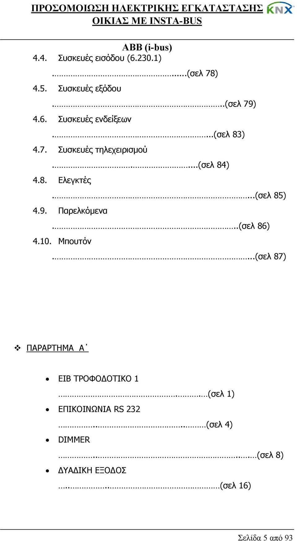 Παρελκόμενα...(σελ 86) 4.10. Μπουτόν....(σελ 87) ΠΑΡΑΡΤΗΜΑ A ΕΙΒ ΤΡΟΦΟΔΟΤΙΚΟ 1.