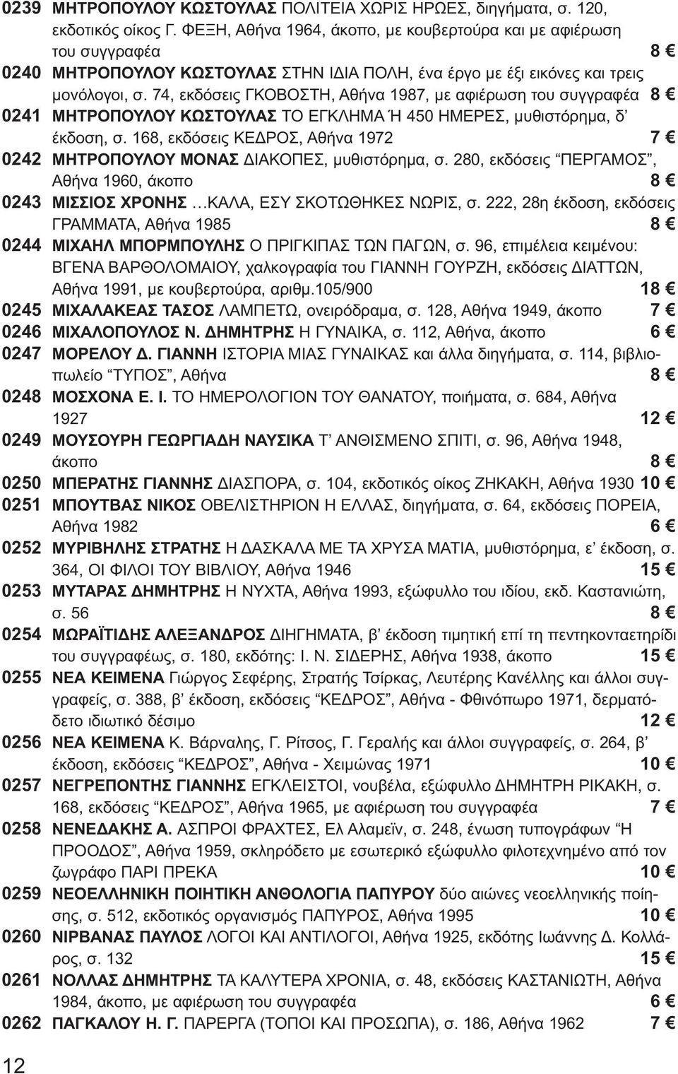 74, εκδόσεις ΓΚΟΒΟΣΤΗ, Αθήνα 1987, με αφιέρωση του συγγραφέα 8 0241 ΜΗΤΡΟΠΟΥΛΟΥ ΚΩΣΤΟΥΛΑΣ ΤΟ ΕΓΚΛΗΜΑ Ή 450 ΗΜΕΡΕΣ, μυθιστόρημα, δ έκδοση, σ.