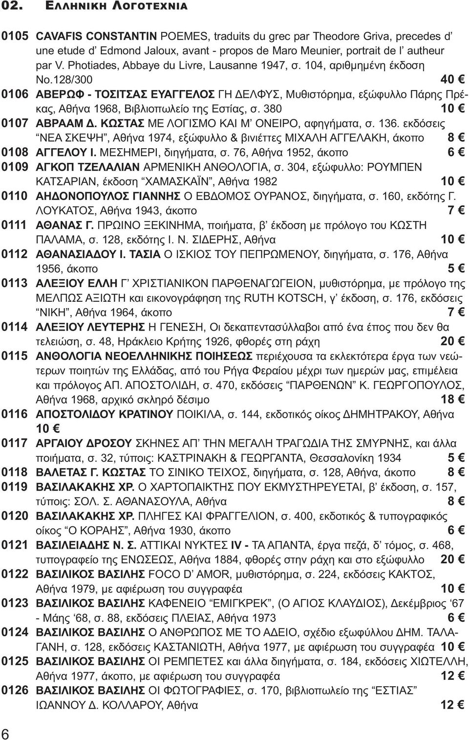 128/300 40 0106 ΑΒΕΡΩΦ - ΤΟΣΙΤΣΑΣ ΕΥΑΓΓΕΛΟΣ ΓΗ ΔΕΛΦΥΣ, Μυθιστόρημα, εξώφυλλο Πάρης Πρέκας, Αθήνα 1968, Βιβλιοπωλείο της Εστίας, σ. 380 10 0107 ΑΒΡΑΑΜ Δ. ΚΩΣΤΑΣ ΜΕ ΛΟΓΙΣΜΟ ΚΑΙ Μ ΟΝΕΙΡΟ, αφηγήματα, σ.