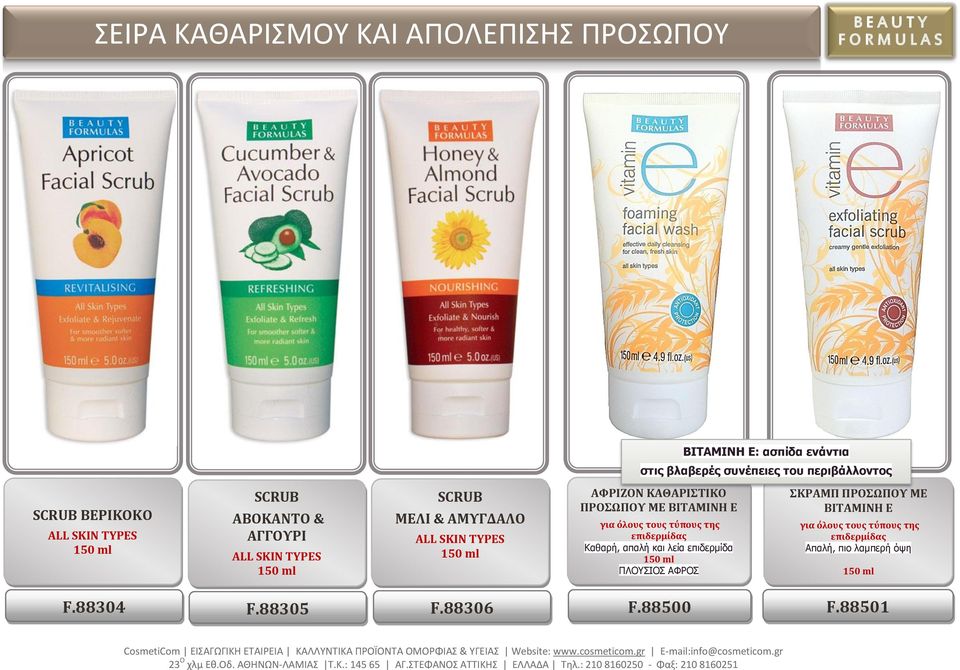 ΚΑΘΑΡΙΣΤΙΚΟ ΠΡΟΣΩΠΟΥ ΜΕ ΒΙΤΑΜΙΝΗ Ε για όλους τους τύπους της επιδερμίδας Καθαρή, απαλή και λεία επιδερμίδα 150 ml ΠΛΟΥΣΙΟΣ