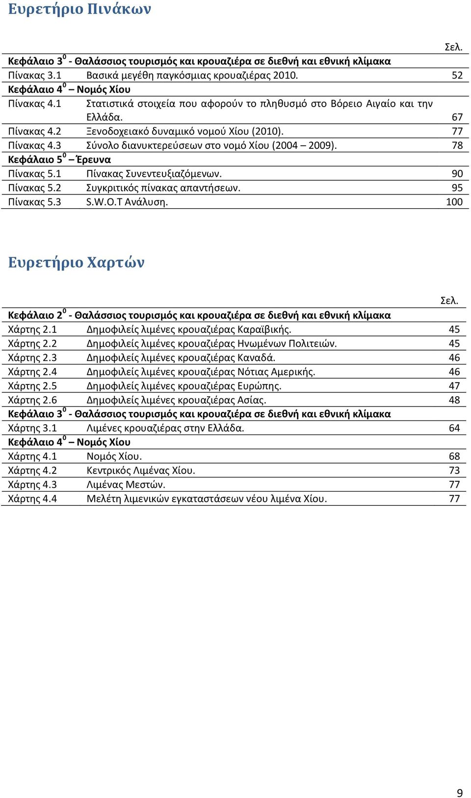 78 Κεφάλαιο 5 0 Έρευνα Πίνακας 5.1 Πίνακας Συνεντευξιαζόμενων. 90 Πίνακας 5.2 Συγκριτικός πίνακας απαντήσεων. 95 Πίνακας 5.3 S.W.O.T Ανάλυση. 100 Ευρετήριο Χαρτών Σελ.