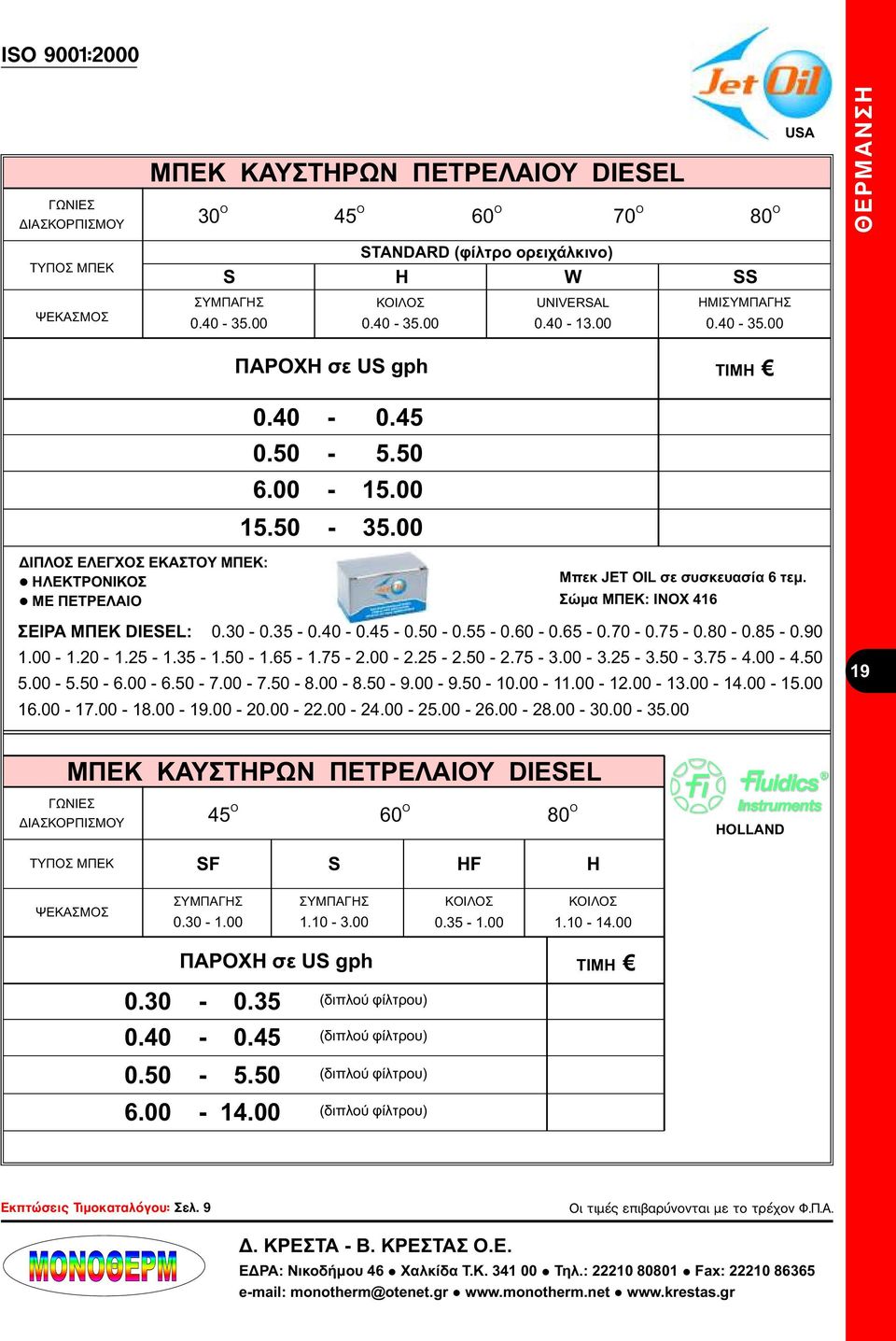 50-35.00 Μπεκ JET OIL σε συσκευασία 6 τεμ. Σώμα ΜΠΕΚ: INOX 416 ΣΕΙΡΑ ΜΠΕΚ DIESEL: 0.30-0.35-0.40-0.45-0.50-0.55-0.60-0.65-0.70-0.75-0.80-0.85-0.90 1.00-1.0-1.5-1.35-1.50-1.65-1.75 -.00 -.5 -.50 -.