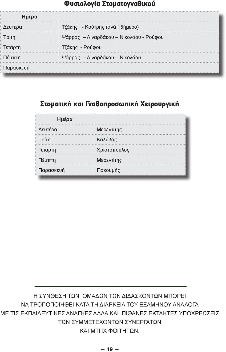 Παρασκευή Μερεντίτης Καλύβας Χριστόπουλος Μερεντίτης Γιακουμής Η ΣΥΝΘΕΣΗ ΤΩΝ ΟΜΑΔΩΝ ΤΩΝ ΔΙΔΑΣΚΟΝΤΩΝ ΜΠΟΡΕΙ ΝΑ ΤΡΟΠΟΠΟΙΗΘΕΙ ΚΑΤΑ ΤΗ