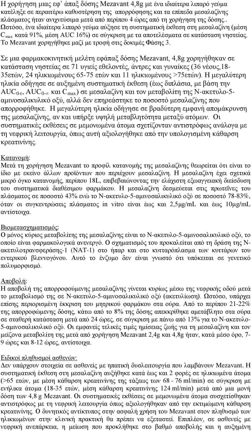 Το Mezavant χορηγήθηκε μαζί με τροφή στις δοκιμές Φάσης 3.