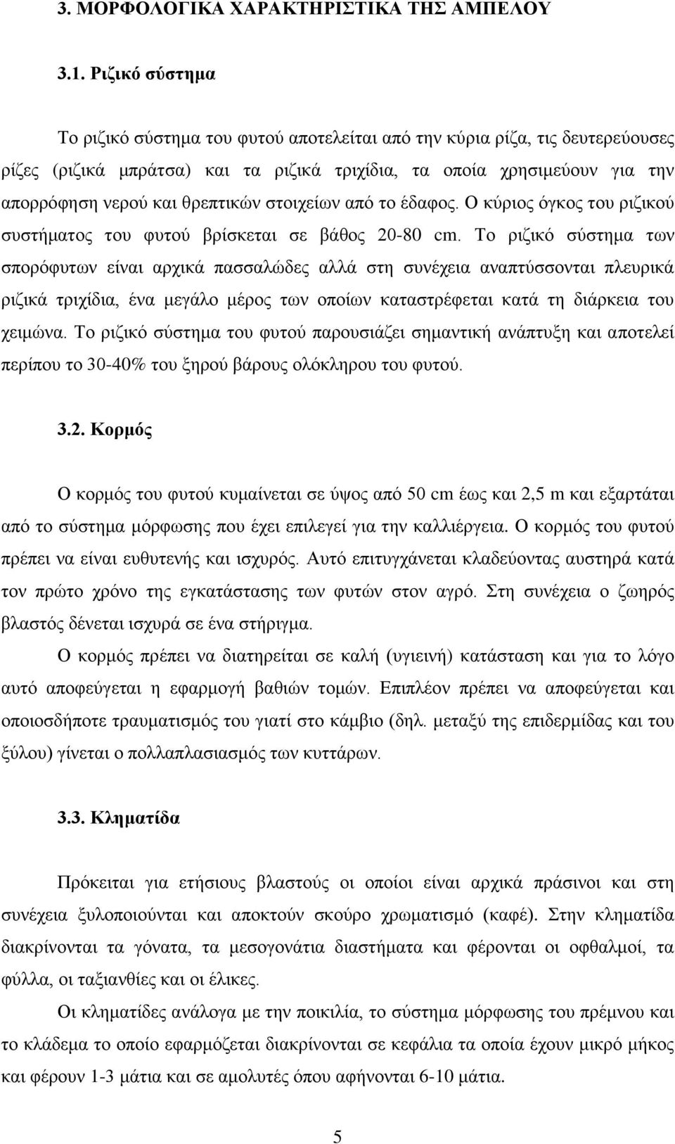 στοιχείων από το έδαφος. Ο κύριος όγκος του ριζικού συστήματος του φυτού βρίσκεται σε βάθος 20-80 cm.