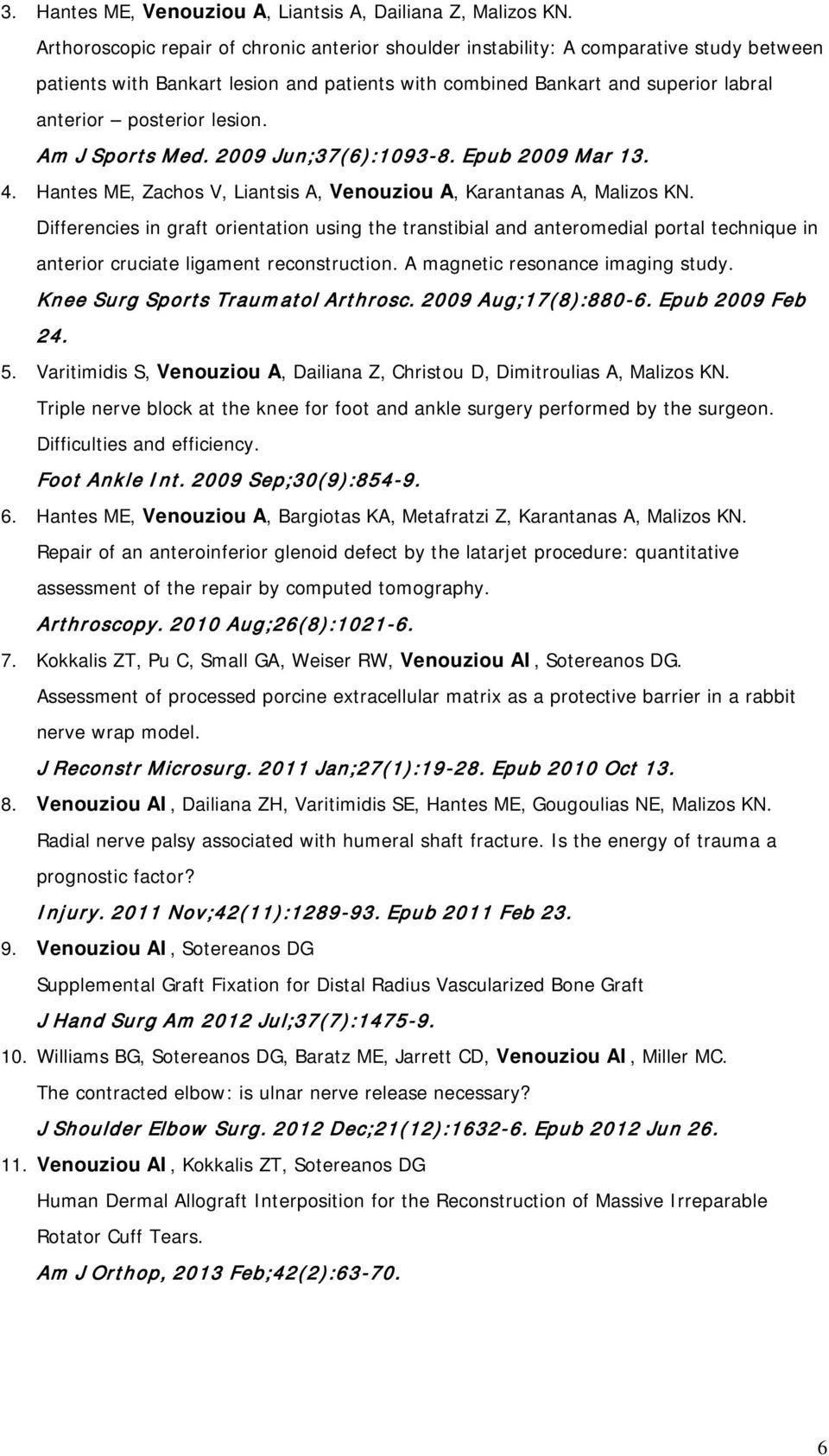 lesion. Am J Sports Med. 2009 Jun;37(6):1093-8. Epub 2009 Mar 13. 4. Hantes ME, Zachos V, Liantsis A, Venouziou A, Karantanas A, Malizos KN.