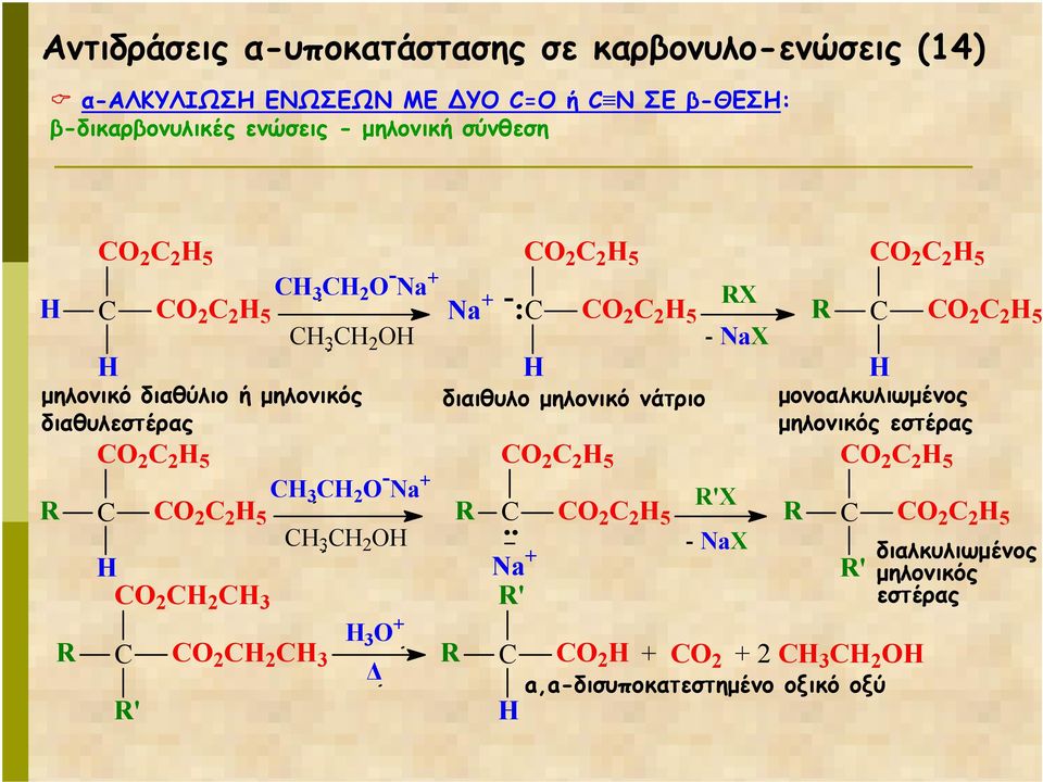 µηλονικός διαιθυλο µηλονικό νάτριο µονοαλκυλιωµένος διαθυλεστέρας µηλονικός εστέρας 2 2 5 2 2 5 2 2 5 3 2 - Na + 'X 2