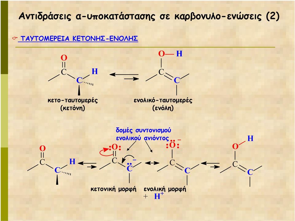 (κετόνη) ενολικό-ταυτοµερές (ενόλη) δοµές