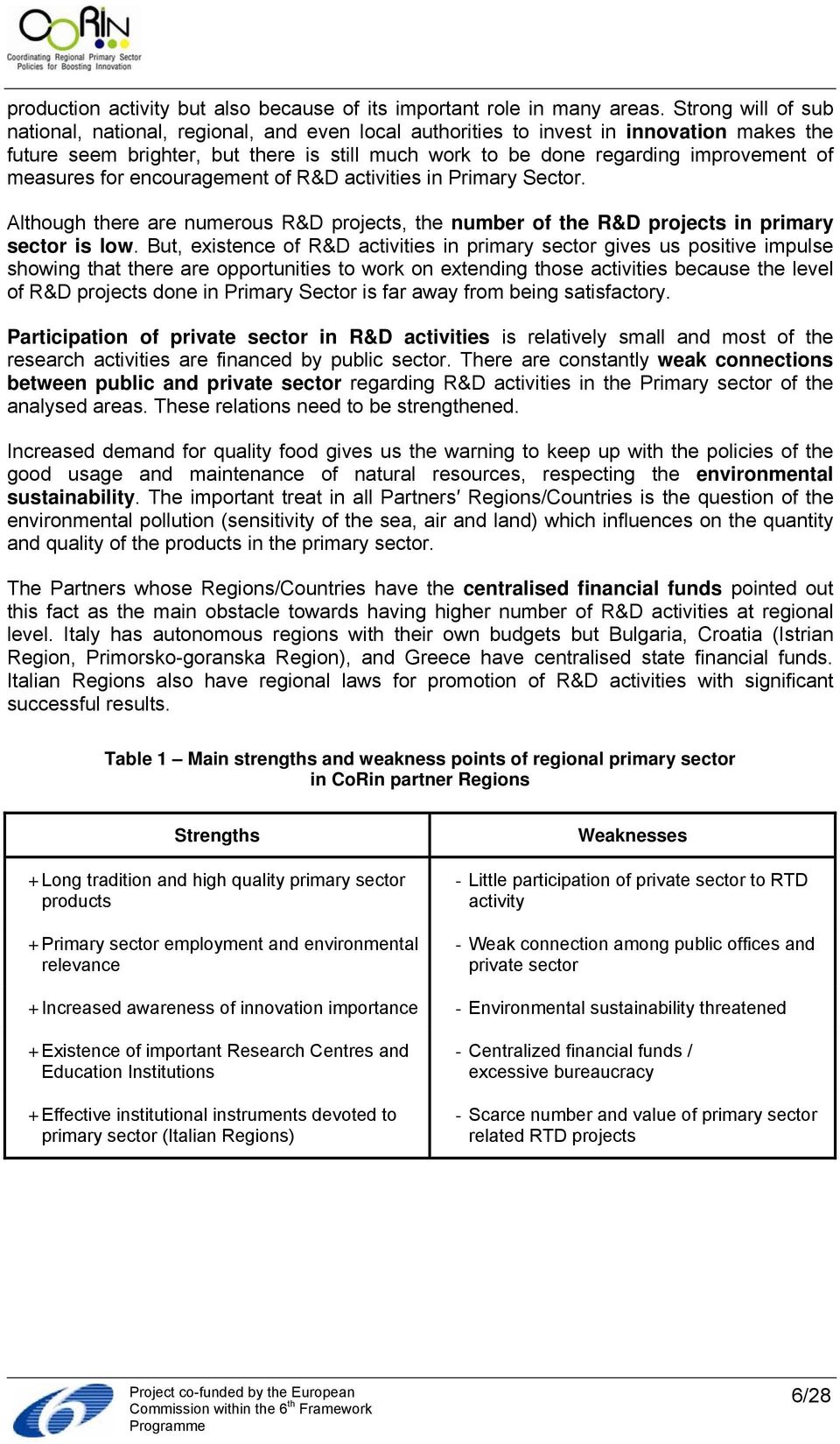 measures for encouragement of R&D activities in Primary Sector. Although there are numerous R&D projects, the number of the R&D projects in primary sector is low.