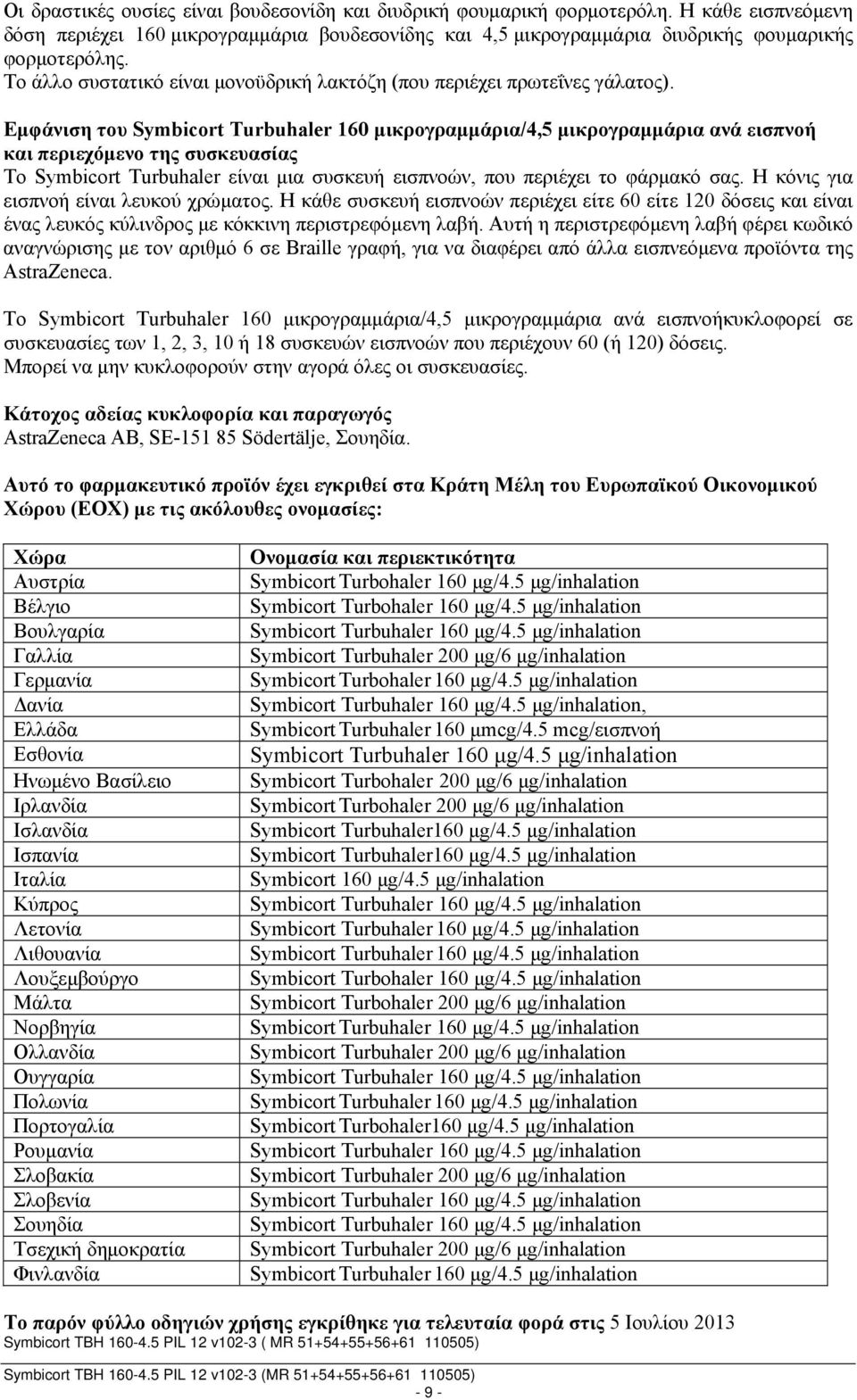 Εμφάνιση του Symbicort Turbuhaler 160 μικρογραμμάρια/4,5 μικρογραμμάρια ανά εισπνοή και περιεχόμενο της συσκευασίας Το Symbicort Turbuhaler είναι μια συσκευή εισπνοών, που περιέχει το φάρμακό σας.