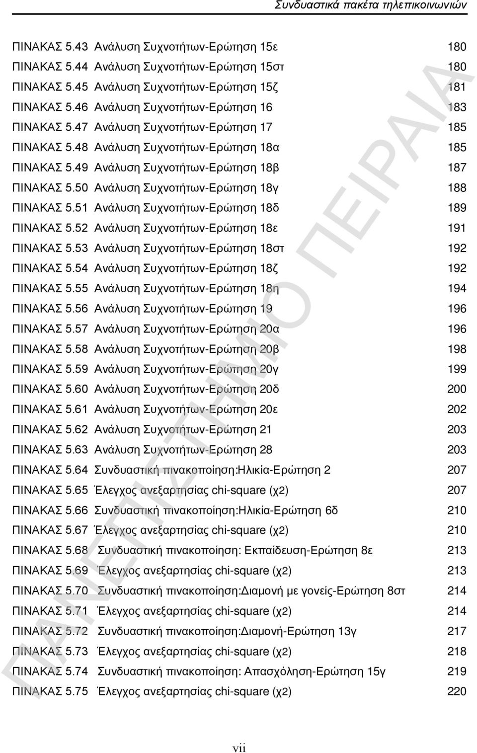 50 Ανάλυση Συχνοτήτων-Ερώτηση 18γ 188 ΠΙΝΑΚΑΣ 5.51 Ανάλυση Συχνοτήτων-Ερώτηση 18δ 189 ΠΙΝΑΚΑΣ 5.52 Ανάλυση Συχνοτήτων-Ερώτηση 18ε 191 ΠΙΝΑΚΑΣ 5.53 Ανάλυση Συχνοτήτων-Ερώτηση 18στ 192 ΠΙΝΑΚΑΣ 5.