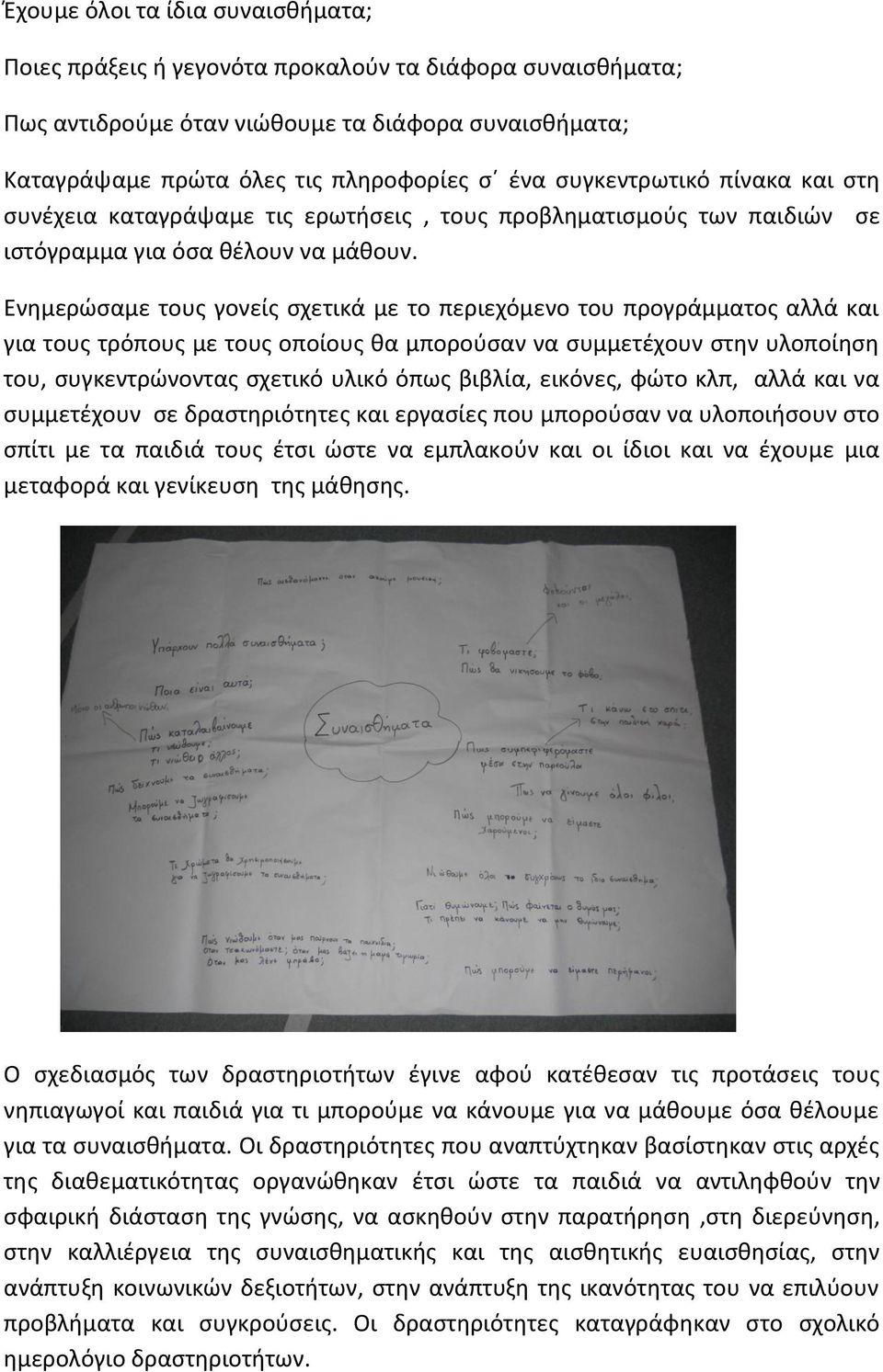 Ενημερώσαμε τους γονείς σχετικά με το περιεχόμενο του προγράμματος αλλά και για τους τρόπους με τους οποίους θα μπορούσαν να συμμετέχουν στην υλοποίηση του, συγκεντρώνοντας σχετικό υλικό όπως βιβλία,