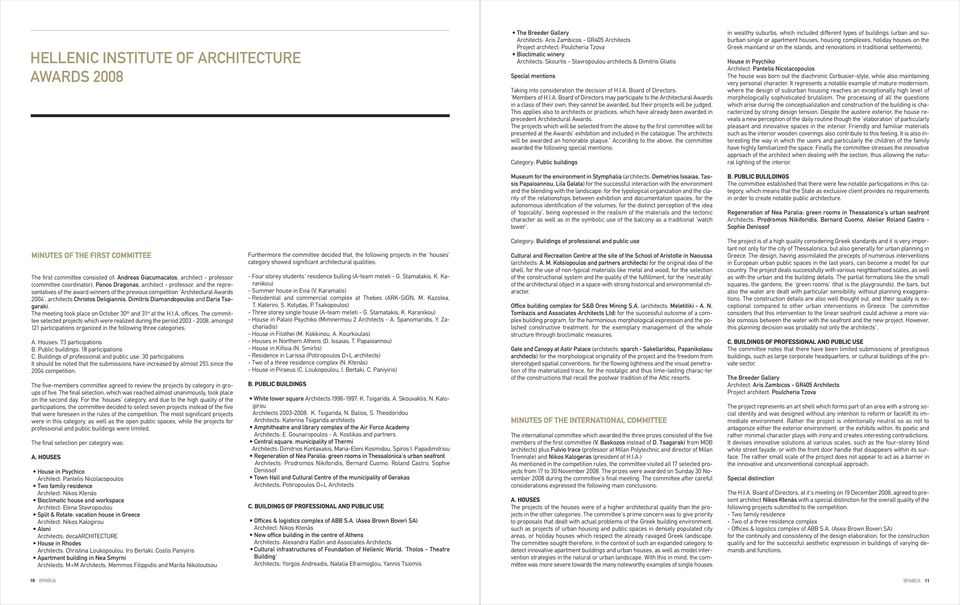 Board of Directors: 'Members of H.I.A. Board of Directors may participate to the Architectural Awards in a class of their own; they cannot be awarded, but their projects will be judged.