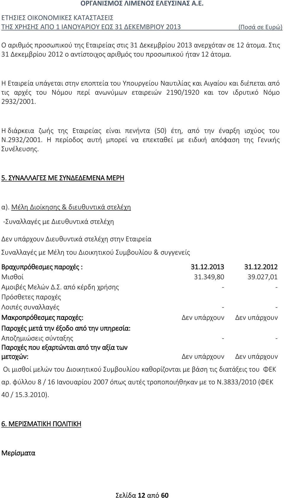 Η διάρκεια ζωής της Εταιρείας είναι πενήντα (50) έτη, από την έναρξη ισχύος του Ν.2932/2001. Η περίοδος αυτή μπορεί να επεκταθεί με ειδική απόφαση της Γενικής Συνέλευσης. 5.