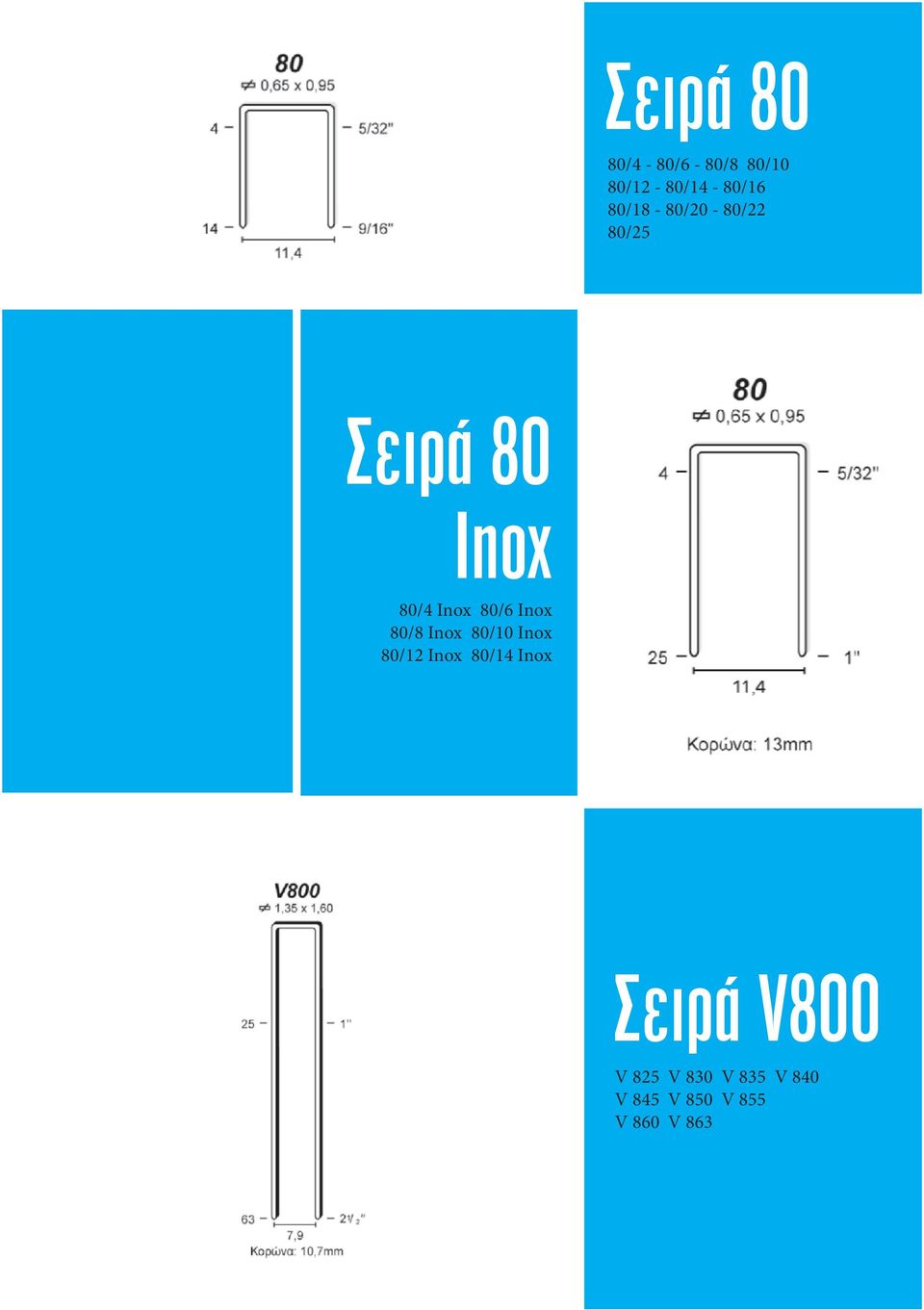 Inox 80/8 Inox 80/10 Inox 80/12 Inox 80/14 Inox Σειρά