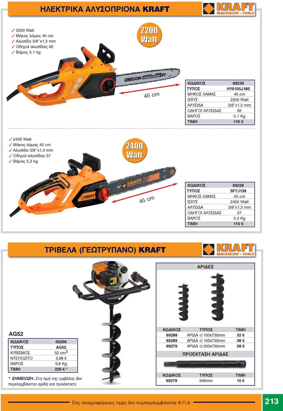 ΟΔΗΓΟΙ ΑΛΥΣΙΔΑΣ 57 5,3 Kg ÔÉÌÇ 115 TΡΙΒΕΛΑ (ΓΕΩΤΡΥΠΑΝΟ) KRAFT ΑΡΙΔΕΣ AG52 ÊÙÄÉÊOÓ 69206 ÔÕÐOÓ AG52 ΚΥΒΙΣΜΟΣ 52 cm 3 ΝΤΕΠΟΖΙΤΟ 0,98 lt 9,8 Kg ÔÉÌÇ 220 * * ΣΗΜΕΙΩΣΗ: Óôç ôéìþ ôçò ôñéâýëáò äåí