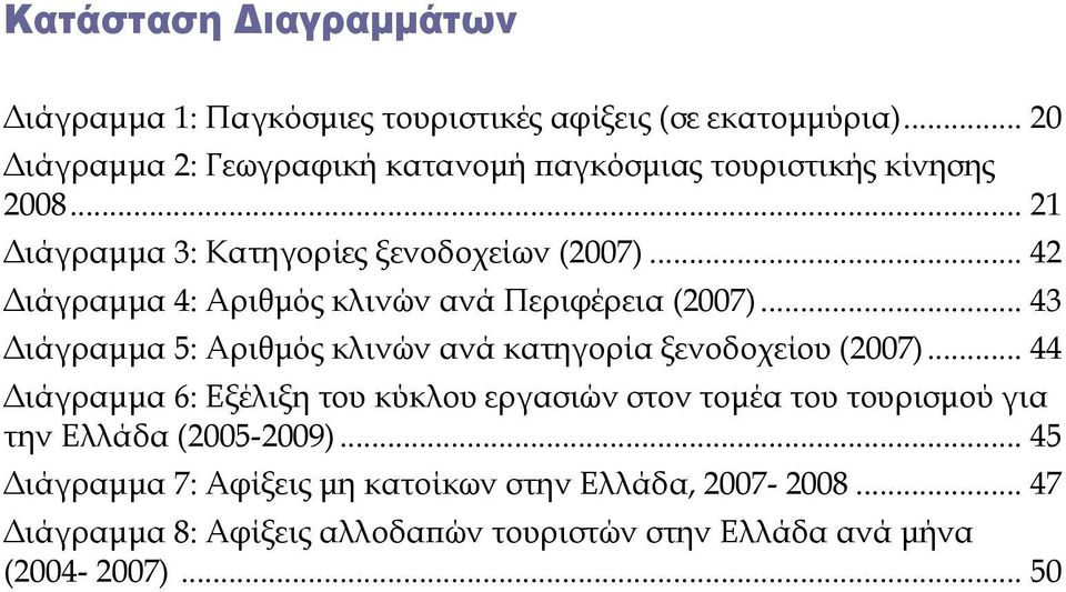 .. 42 ιάγραµµα 4: Αριθµός κλινών ανά Περιφέρεια (2007)... 43 ιάγραµµα 5: Αριθµός κλινών ανά κατηγορία ξενοδοχείου (2007).