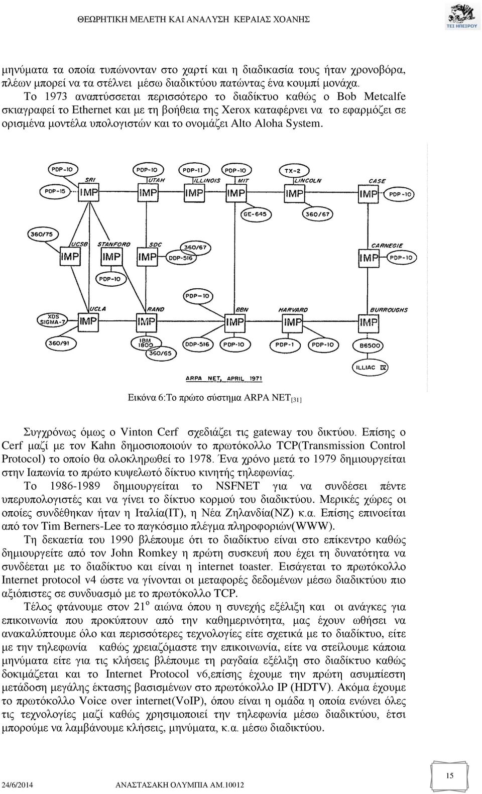 Aloha System. Εικόνα 6:Το πρώτο σύστημα ARPA NET [31] Συγχρόνως όμως ο Vinton Cerf σχεδιάζει τις gateway του δικτύου.