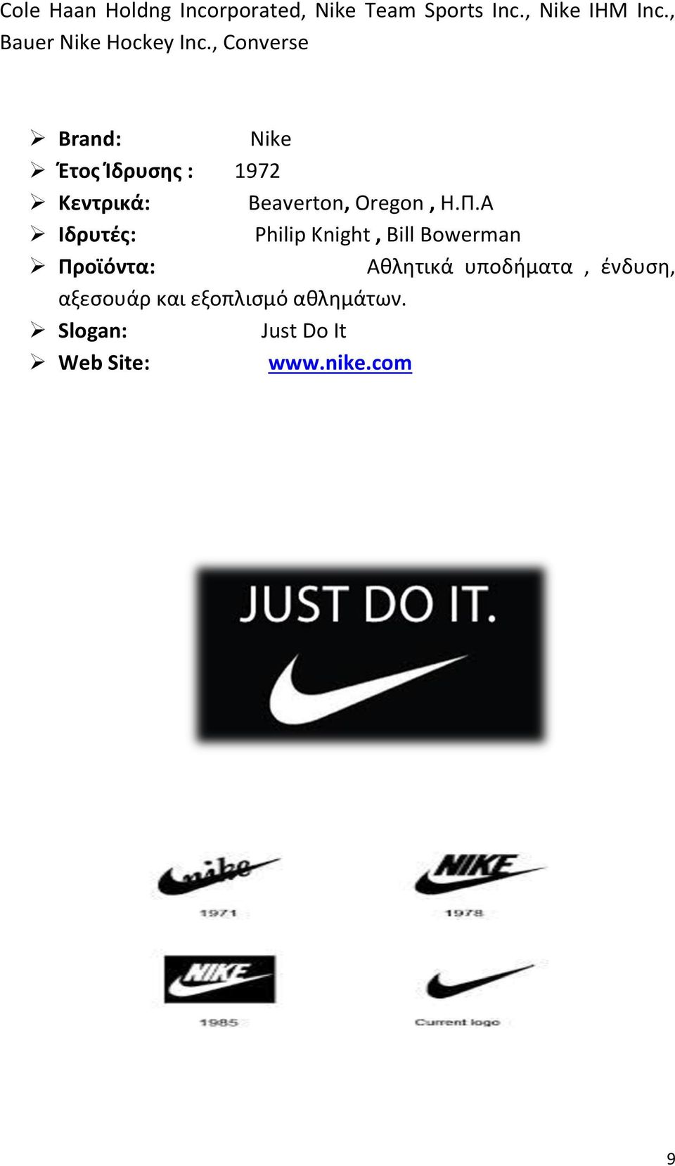 , Converse Brand: Nike Έτος Ίδρυσης : 1972 Κεντρικά: Beaverton, Oregon, Η.Π.