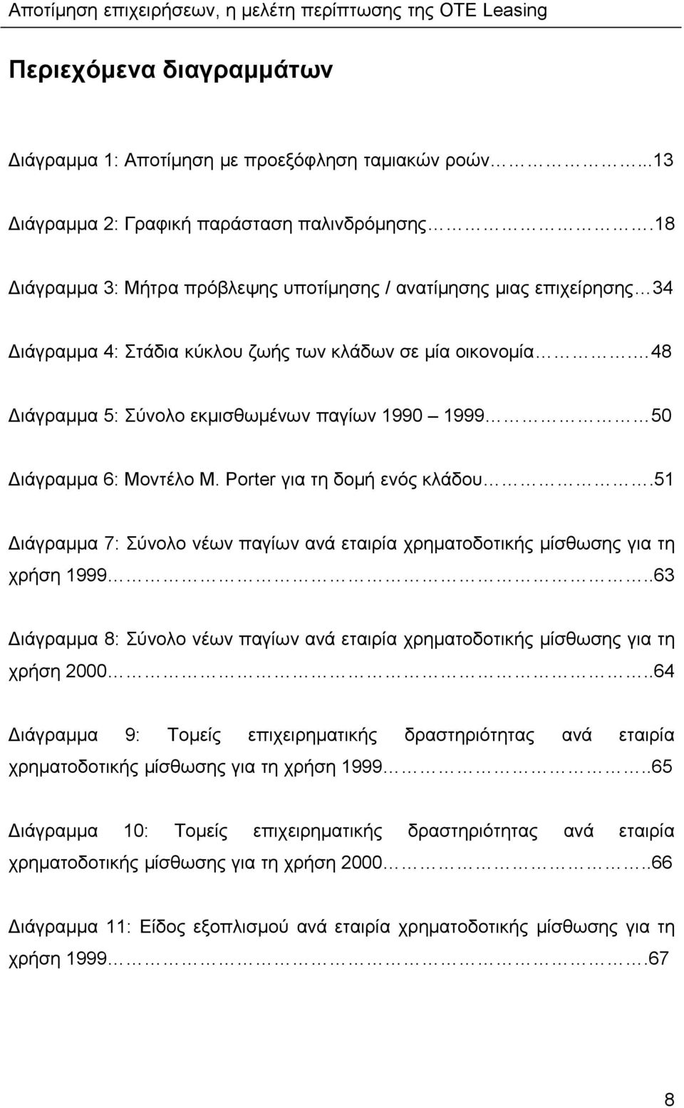 48 Διάγραμμα 5: Σύνολο εκμισθωμένων παγίων 1990 1999 50 Διάγραμμα 6: Μοντέλο M. Porter για τη δομή ενός κλάδου.51 Διάγραμμα 7: Σύνολο νέων παγίων ανά εταιρία χρηματοδοτικής μίσθωσης για τη χρήση 1999.