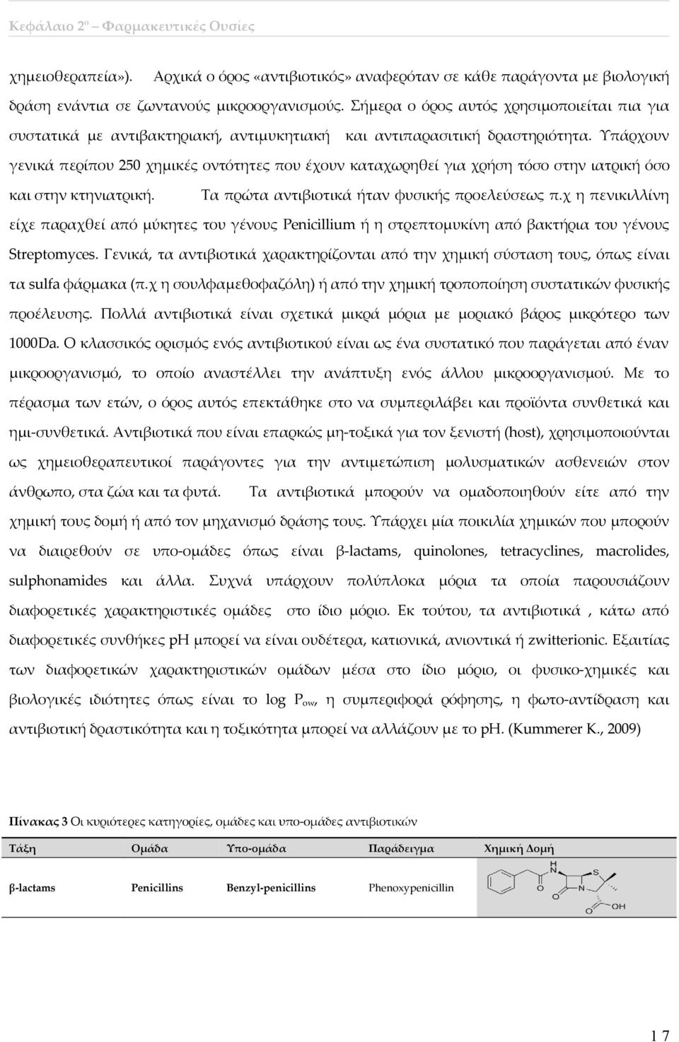 Υπάρχουν γενικά περίπου 25 χημικές οντότητες που έχουν καταχωρηθεί για χρήση τόσο στην ιατρική όσο και στην κτηνιατρική. Τα πρώτα αντιβιοτικά ήταν φυσικής προελεύσεως π.