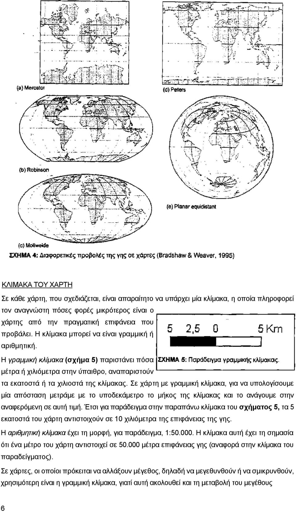 Σε χάρτη με γραμμική κλίμακα, για να υπολογίσουμε μία απόσταση μετράμε με το υποδεκάμετρο το μήκος της κλίμακας και το ανάγουμε στην αναφερόμενη σε αυτή τιμή.