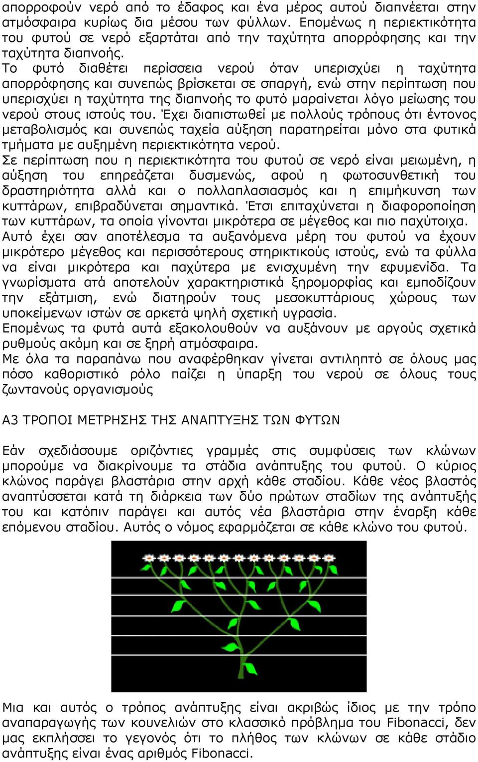 Το φυτό διαθέτει περίσσεια νερού όταν υπερισχύει η ταχύτητα απορρόφησης και συνεπώς βρίσκεται σε σπαργή, ενώ στην περίπτωση που υπερισχύει η ταχύτητα της διαπνοής το φυτό µαραίνεται λόγο µείωσης του