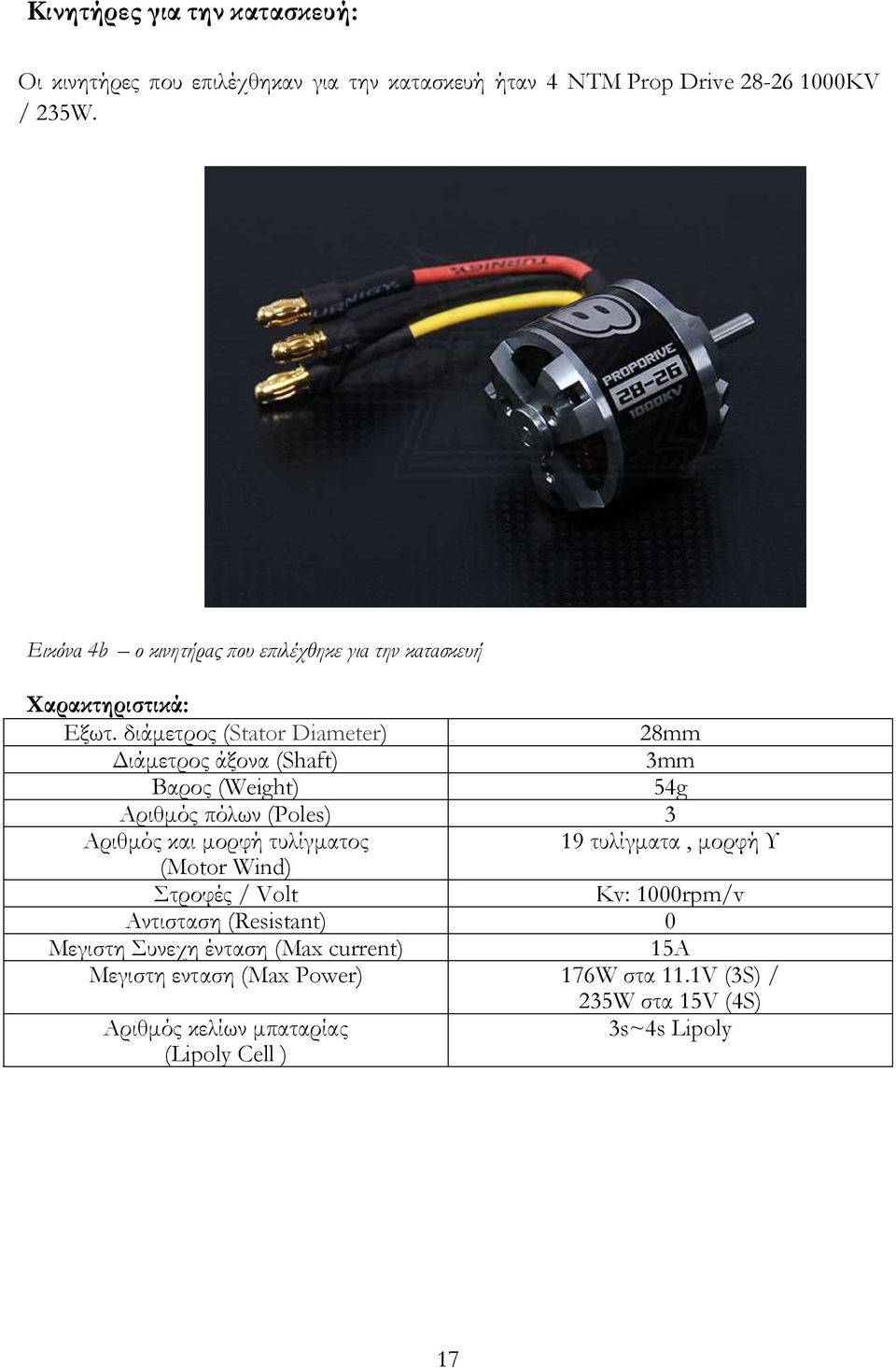 διάμετρος (Stator Diameter) 28mm Διάμετρος άξονα (Shaft) 3mm Βαρος (Weight) 54g Αριθμός πόλων (Poles) 3 Αριθμός και μορφή τυλίγματος 19