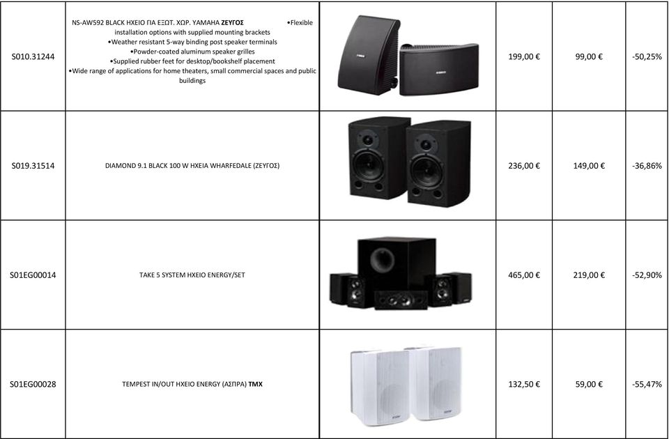 aluminum speaker grilles Supplied rubber feet for desktop/bookshelf placement Wide range of applications for home theaters, small commercial spaces