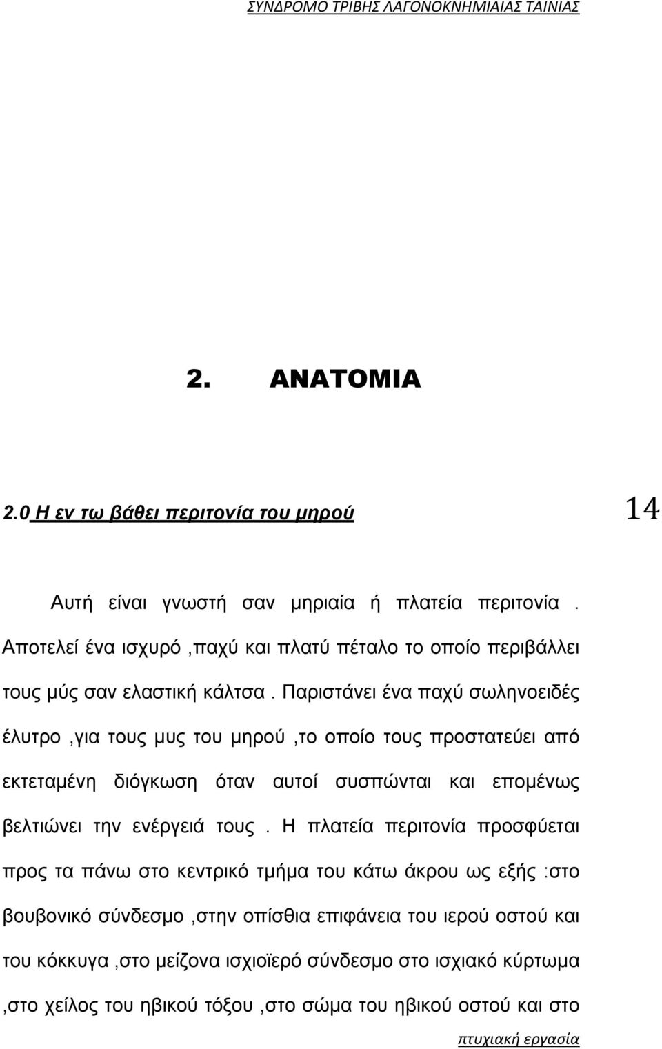 Παριστάνει ένα παχύ σωληνοειδές έλυτρο,για τους μυς του μηρού,το οποίο τους προστατεύει από εκτεταμένη διόγκωση όταν αυτοί συσπώνται και επομένως βελτιώνει την